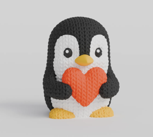 Knitted Penguin With Heart