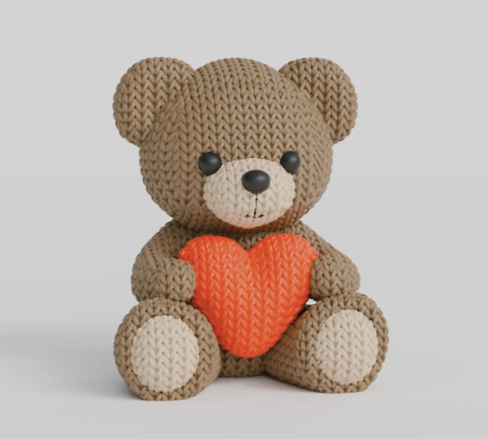 Knitted Teddy With Heart